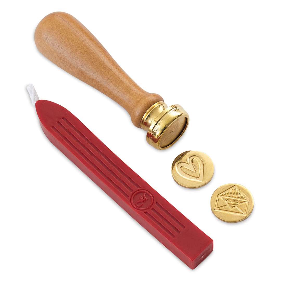 Open in modal - Manuscript Wax Sealing Kits - Components of 2 pc Emotions set showing 1 wick and 2 seals