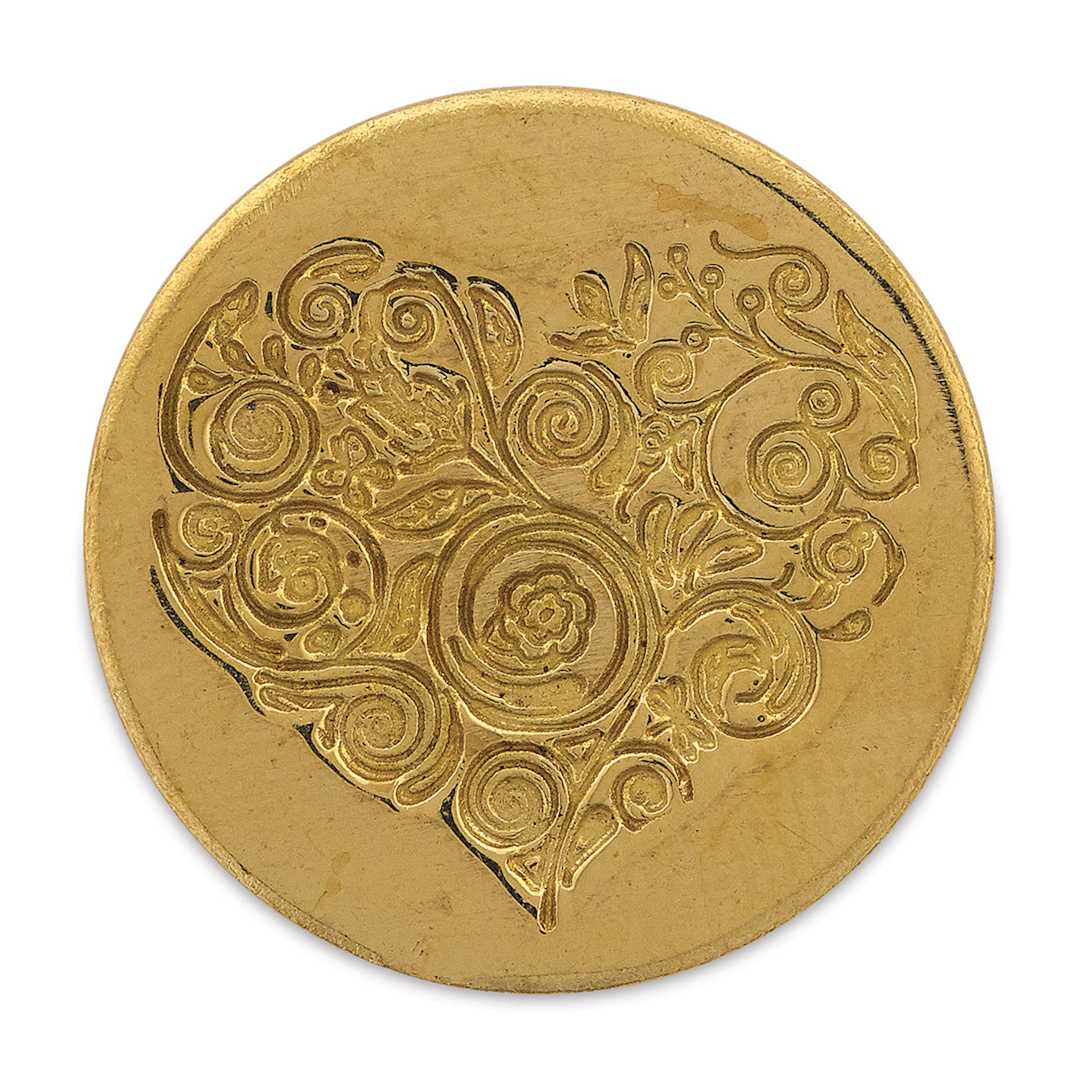 Open in modal - Manuscript Large Sealing Coins - Top view of Ornate Heart Seal 