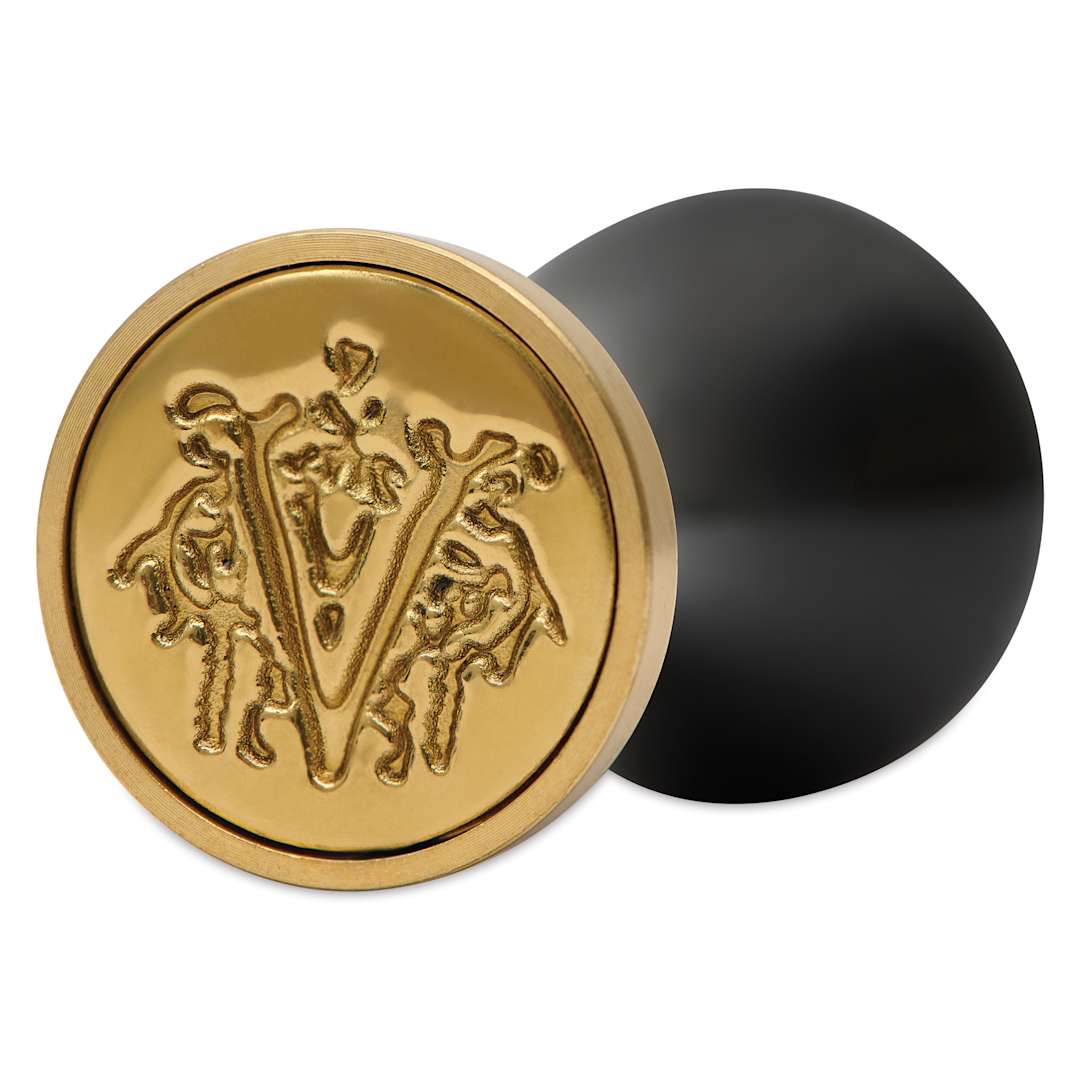 Open in modal - Manuscript Ceramic Mini Initial Sealing Coin Set - Letter V