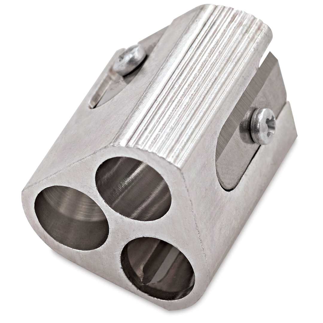 Open in modal - Mobius & Ruppert Triple-Hole Sharpener - Angled view showing short and medium holes
