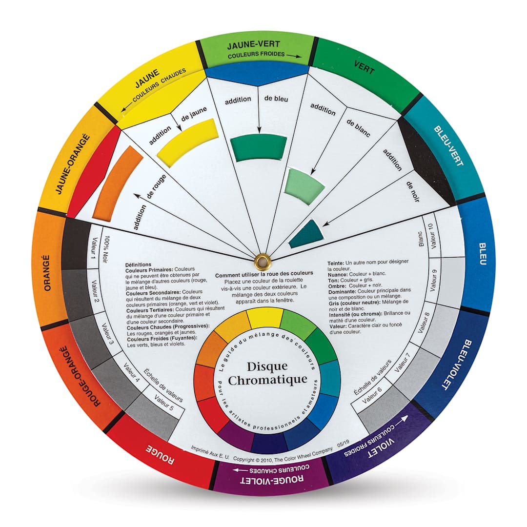 Open in modal - Artists’ Color Wheel in French - Pocket Version, 5-1/8" Dia. (front)