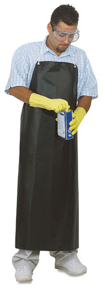 Open in modal - Black Hycar Studio Apron - Man standing in Apron carefully opening can