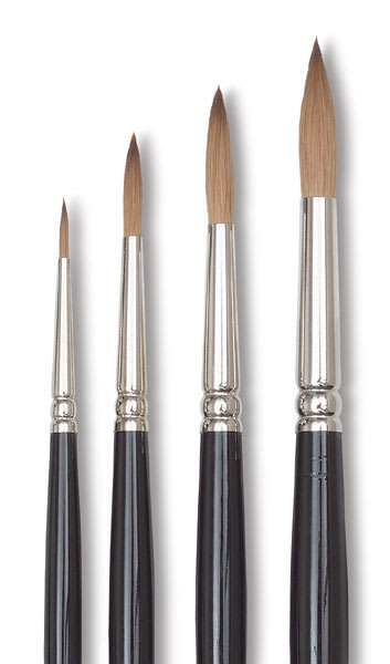 Open in modal - Winsor & Newton Series 7 Kolinsky Sable Brushes - closeup of 4 brushes shown