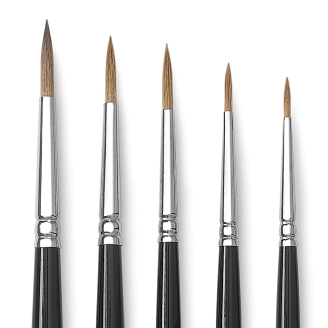 Open in modal - Winsor & Newton Series 7 Kolinsky Sable Brush - Pointed Round, Set of 5, close up