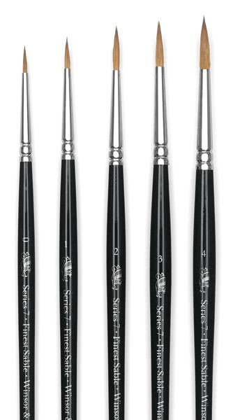 Open in modal - Winsor & Newton Series 7 Kolinsky Sable Brushes - Components of Set of 5 brushes shown