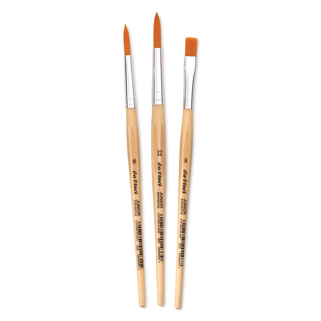 Open in modal - Da Vinci Junior Synthetic Brushes - Short Handle, Assorted, Set of 3