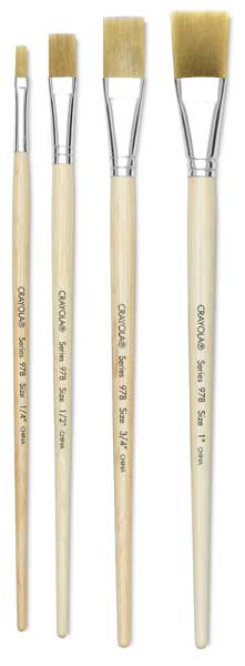 Open in modal - Crayola Nylon Easel Brush - Four sizes of brush upright
