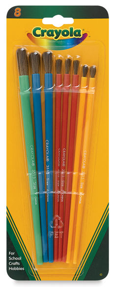 Open in modal - Crayola Camel Brush Sets - Front of Blister package of set of 8 brushes