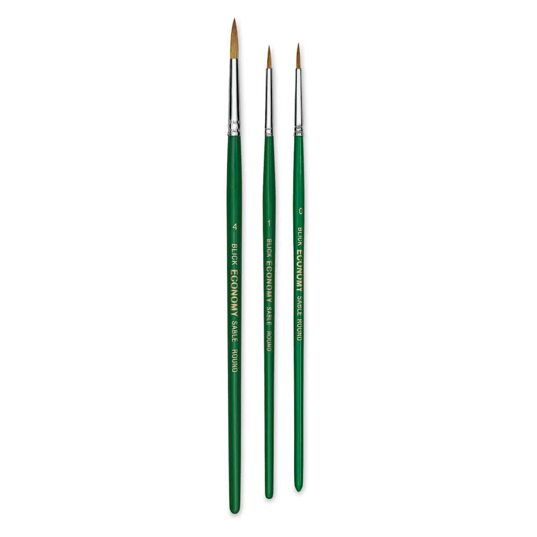 Open in modal - Blick Economy Pointed Sable Brush Set - Round, 0/1/4, Set of 3
