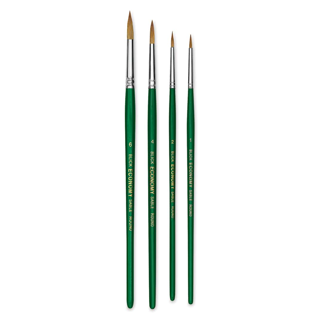 Open in modal - Blick Economy Short Handle Sable Brush Set - Round, 1/2/4/6, Set of 4