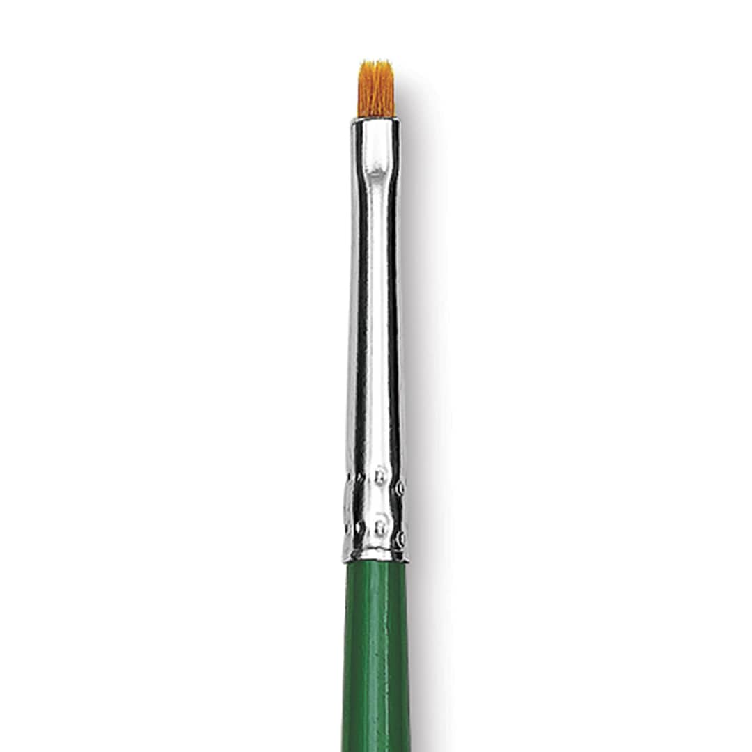 Open in modal - Blick Economy Golden Taklon Brush - Bright, Long Handle, Size 0 close up