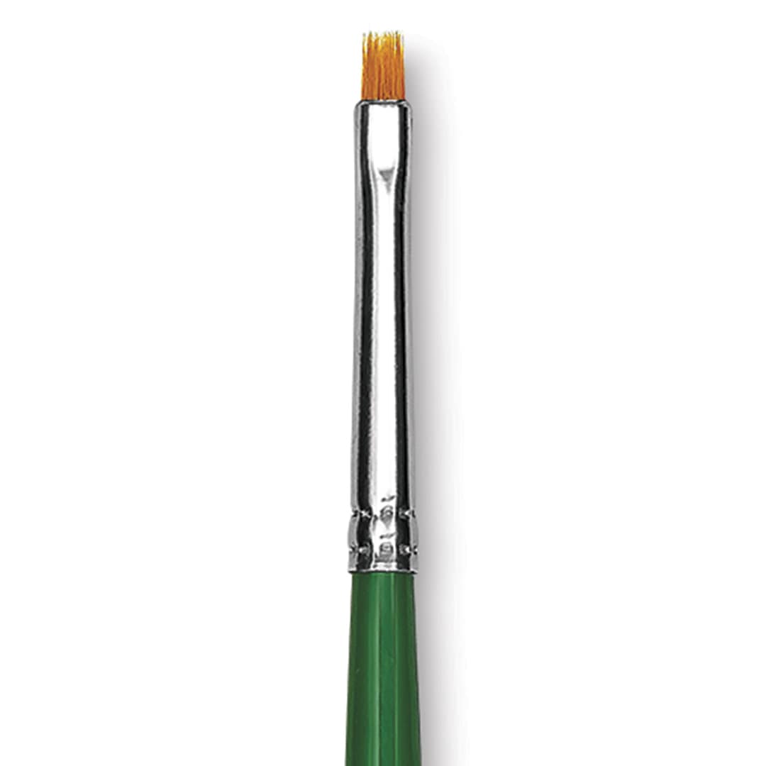 Open in modal - Blick Economy Golden Taklon Brush - Bright, Long Handle, Size 1 close up