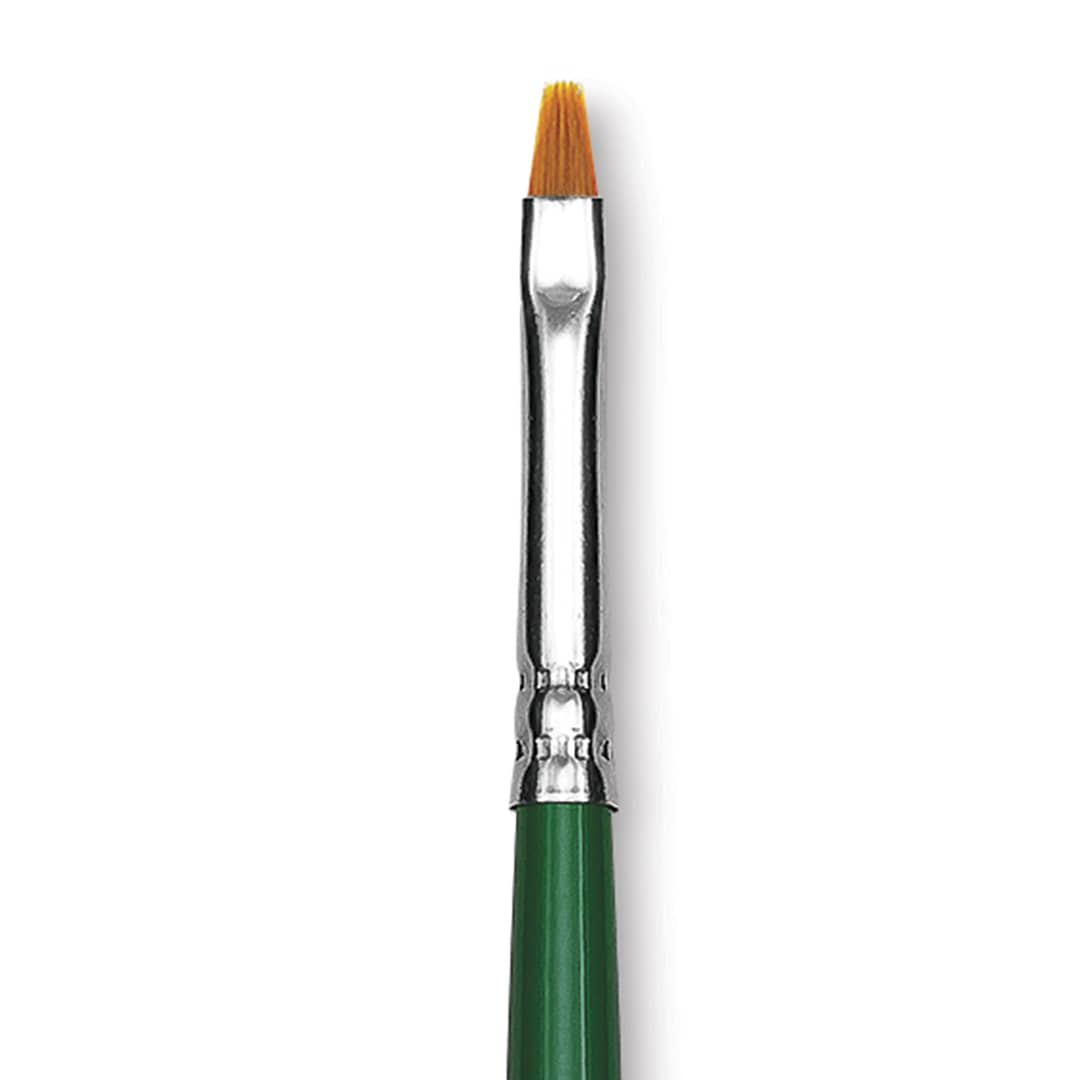 Open in modal - Blick Economy Golden Taklon Brush - Bright, Long Handle, Size 2 close up