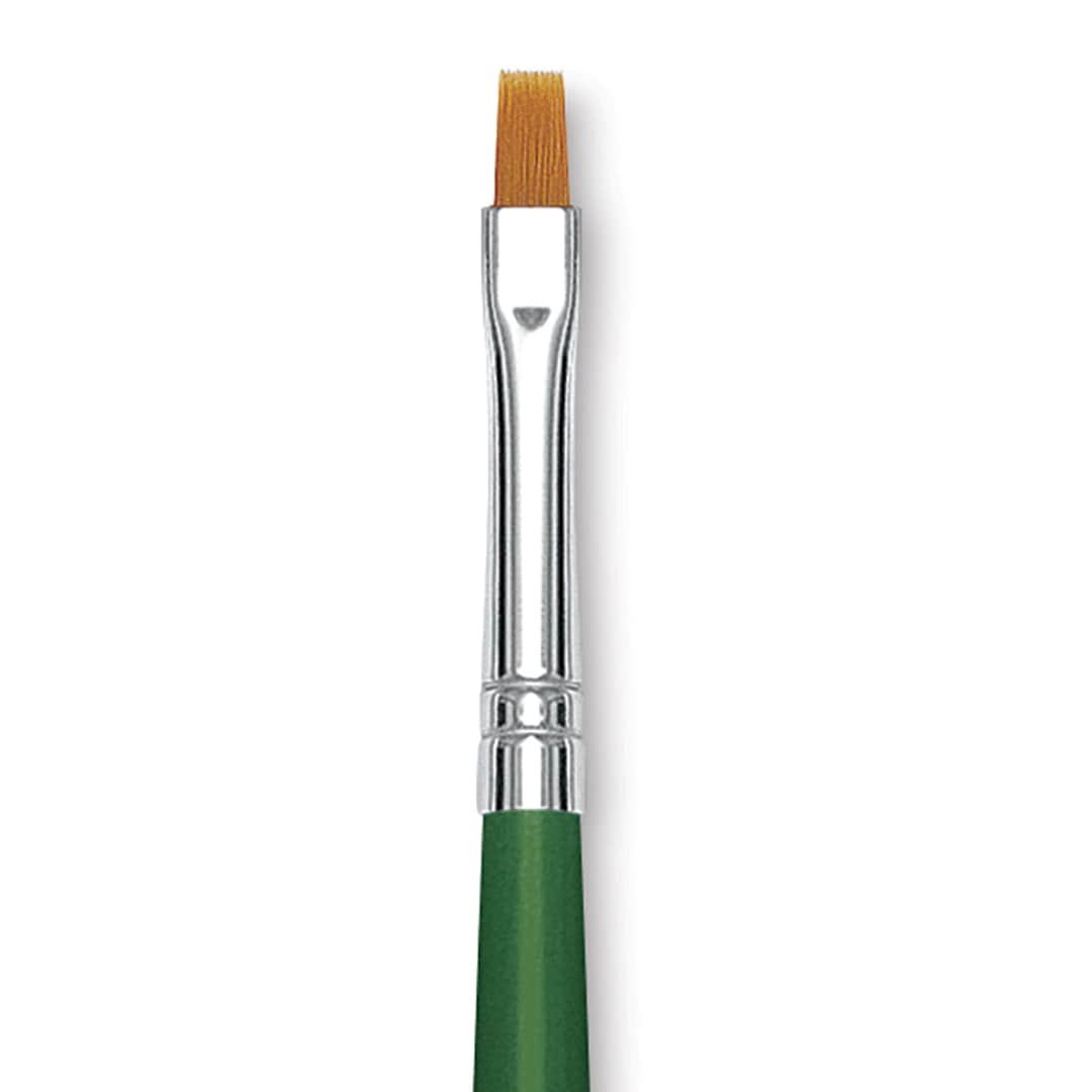 Open in modal - Blick Economy Golden Taklon Brush - Bright, Long Handle, Size 4 close up