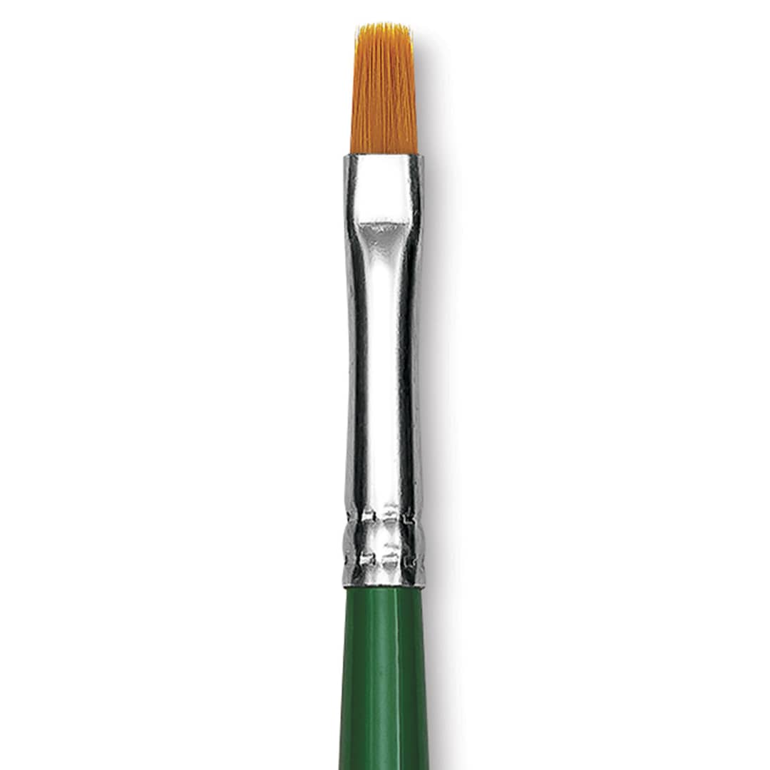 Open in modal - Blick Economy Golden Taklon Brush - Bright, Long Handle, Size 6 close up
