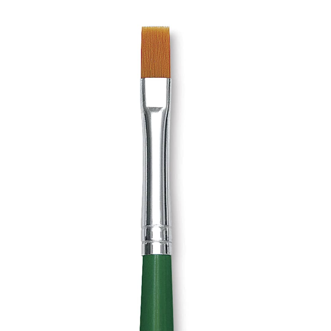 Open in modal - Blick Economy Golden Taklon Brush - Bright, Long Handle, Size 8 close up