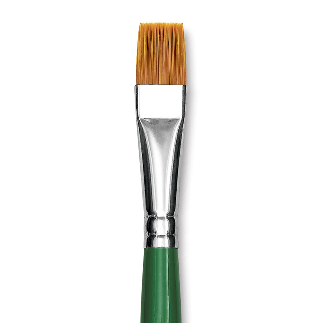 Open in modal - Blick Economy Golden Taklon Brush - Bright, Long Handle, Size 14 close up