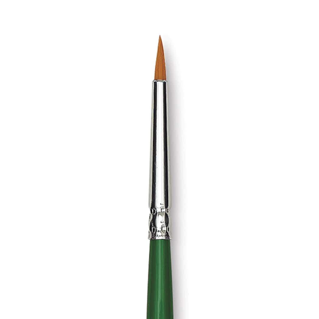 Open in modal - Blick Economy Golden Taklon Brush - Round, Long Handle, Size 0 close up