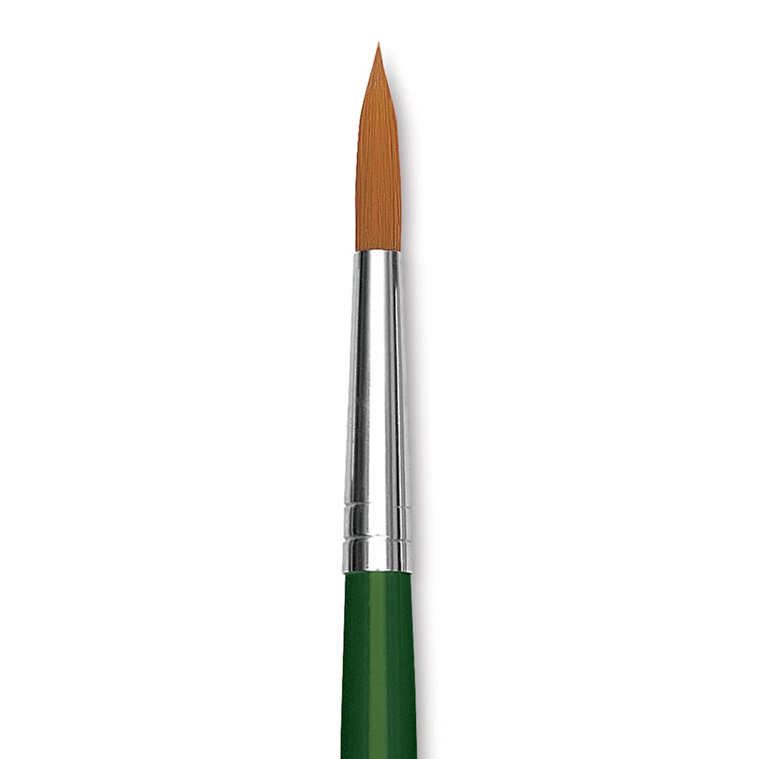 Open in modal - Blick Economy Golden Taklon Brush - Round, Long Handle, Size 10 close up