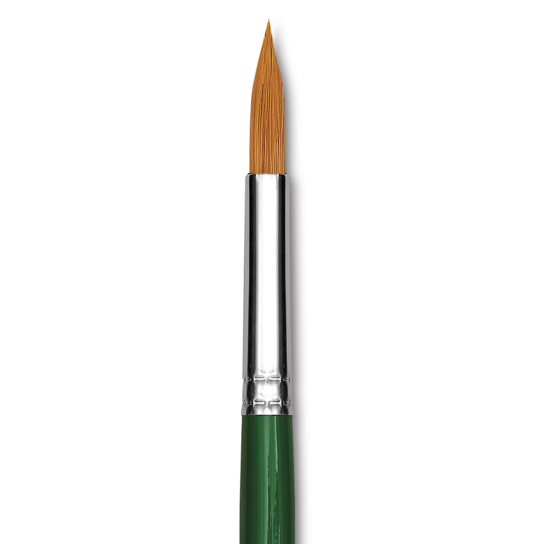 Open in modal - Blick Economy Golden Taklon Brush - Round, Long Handle, Size 12 close up