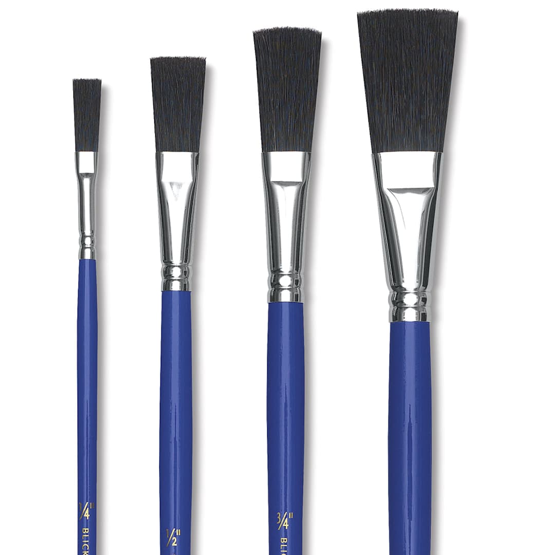 Open in modal - Blick Scholastic Black Bristle Brushes - Extended, Long Handle, Set of 4
