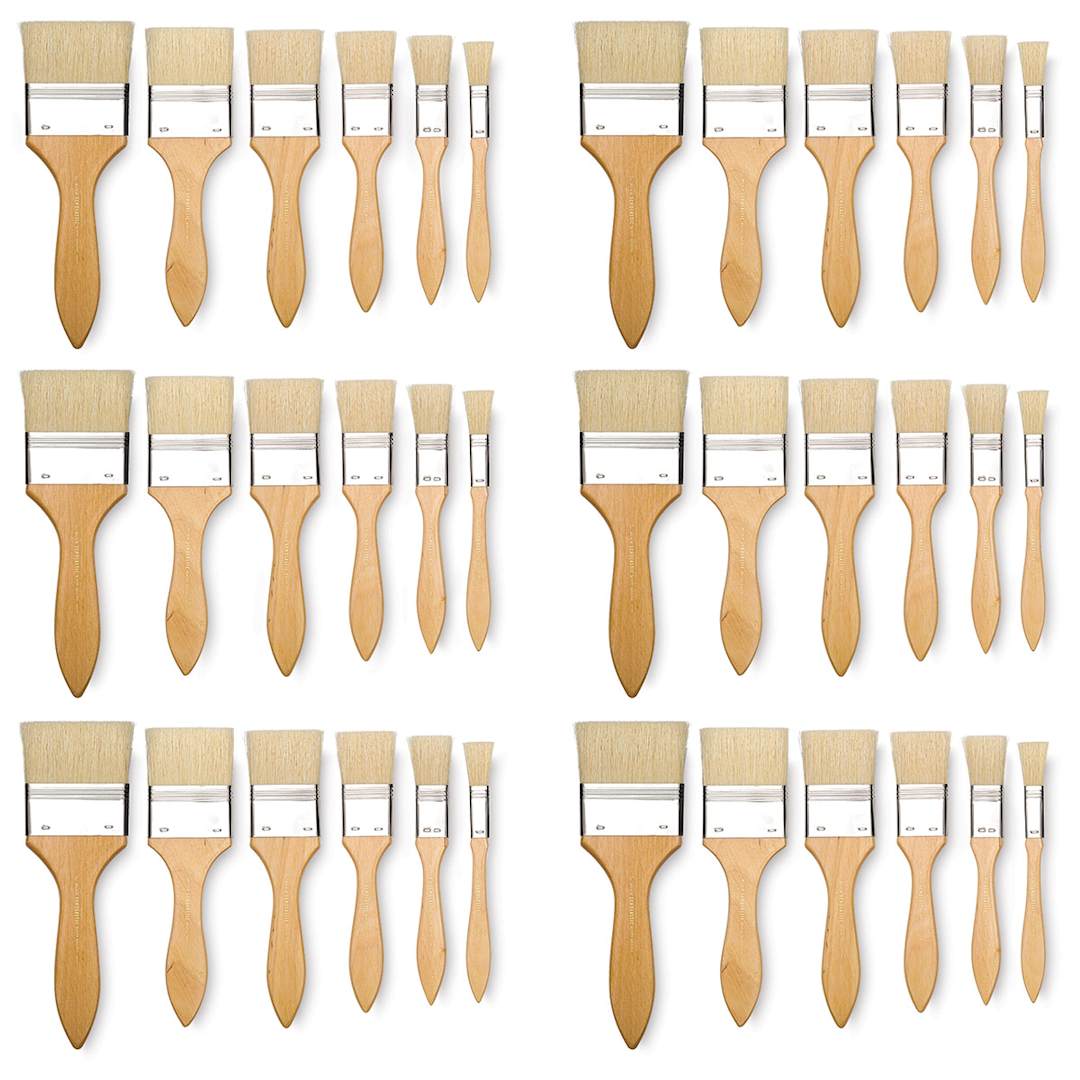 Open in modal - Blick Scholastic White Bristle Brush Class Pack - Gesso, Classpack of 36 Brushes