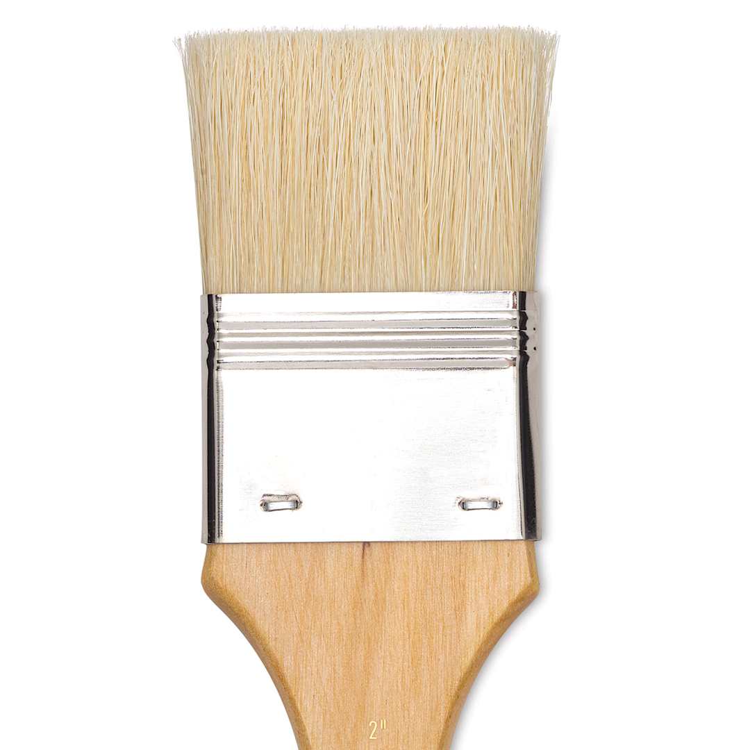 Open in modal - Blick Scholastic White Bristle Brush - Gesso, 2" close up