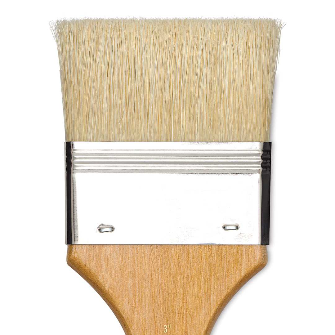 Open in modal - Blick Scholastic White Bristle Brush - Gesso, 3" close up