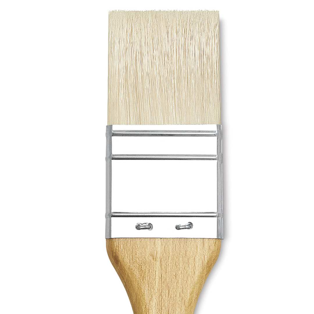 Open in modal - Blick Scholastic White Bristle Brush - Gesso, 1 1/2" close up