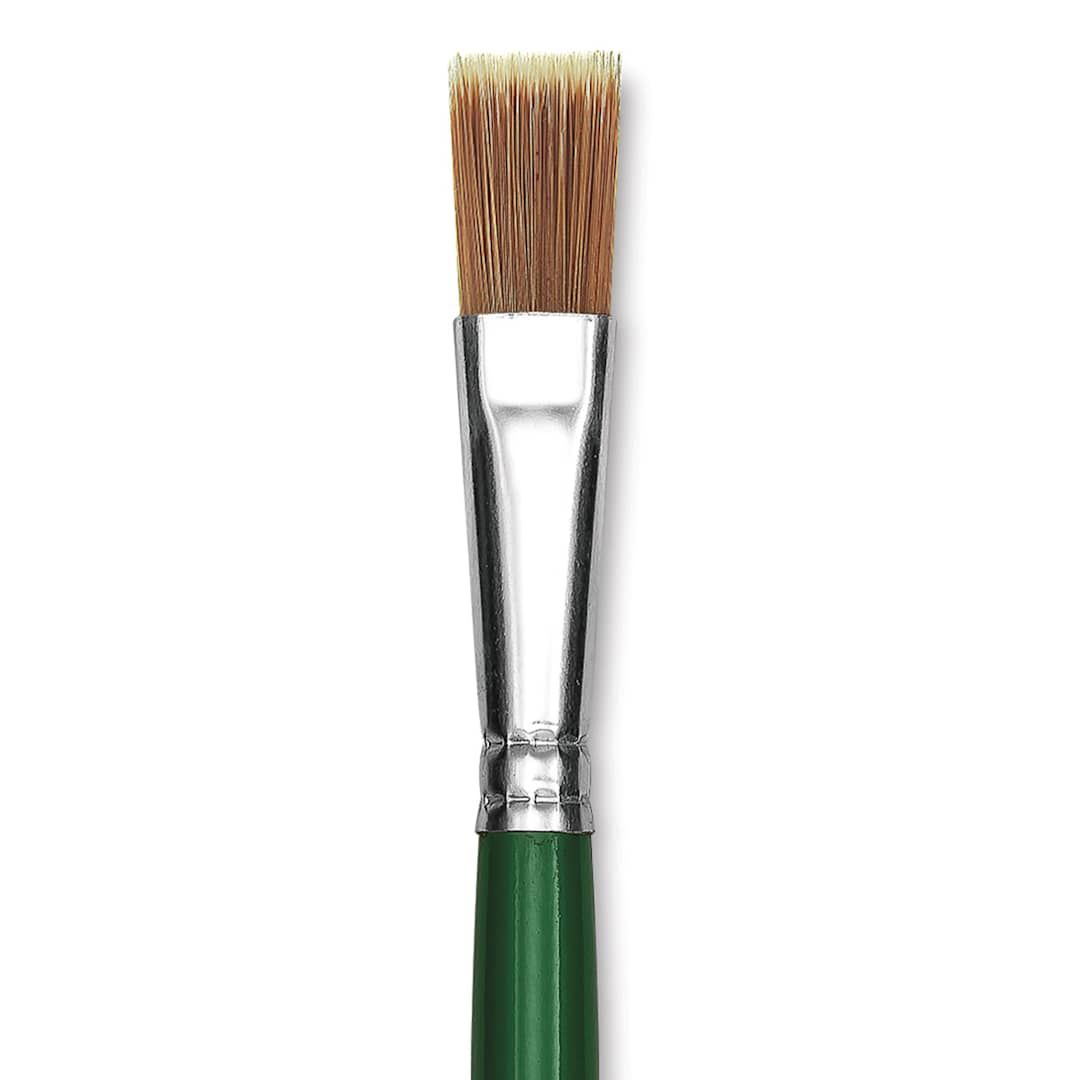 Open in modal - Blick Economy Golden Nylon Brush - Bright, Long Handle, Size 14 close up