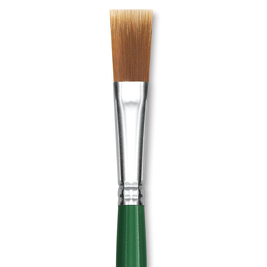 Open in modal - Blick Economy Golden Nylon Brush - Flat, Long Handle, 1/2" close up