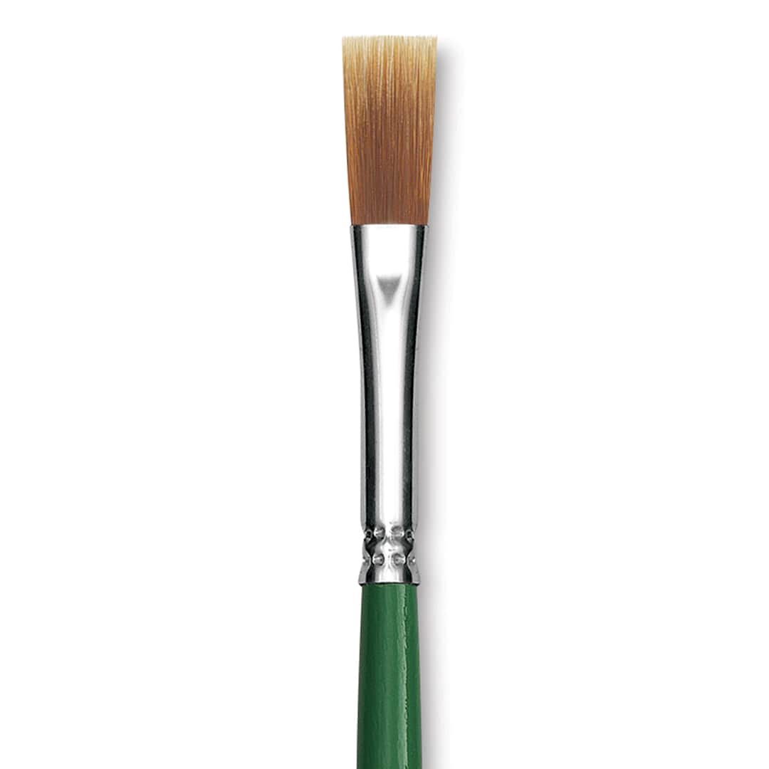 Open in modal - Blick Economy Golden Nylon Brush - Flat, Long Handle, 1/4" close up