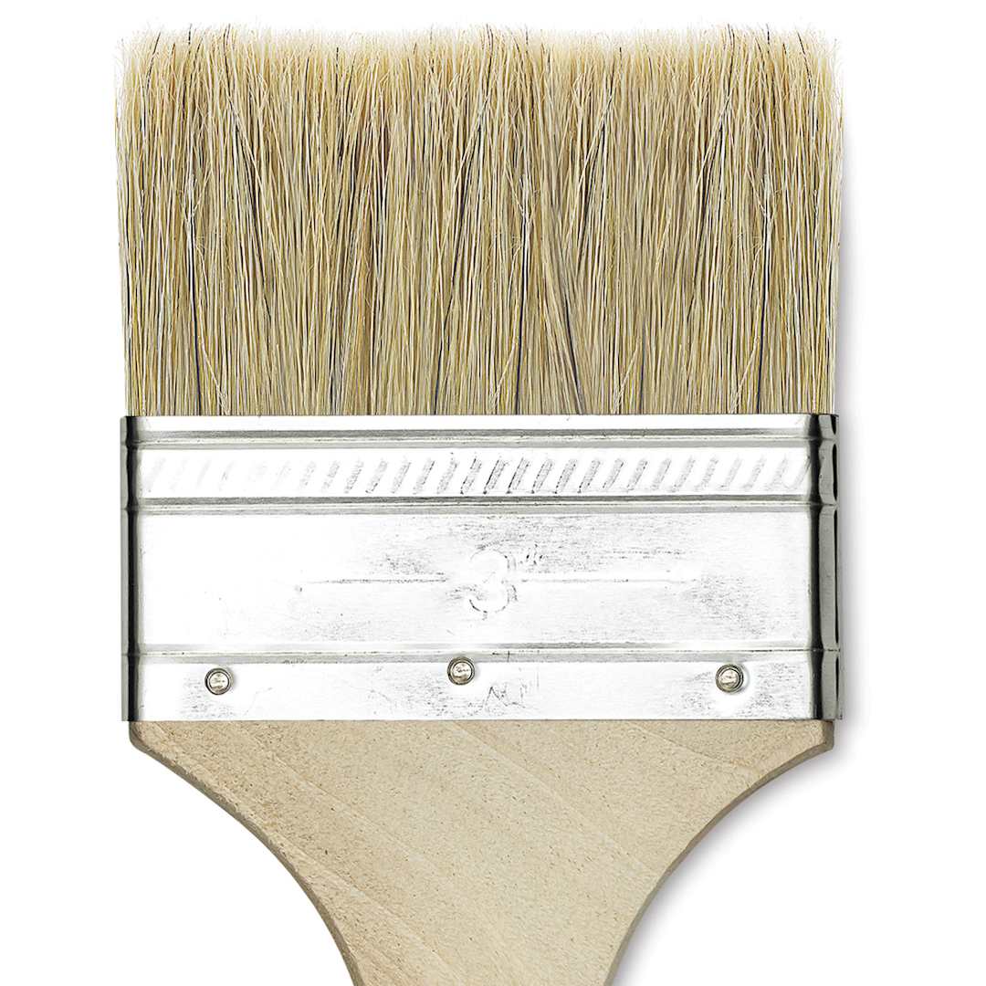 Open in modal - Blick Economy White Bristle Brush - Gesso, 3" close up