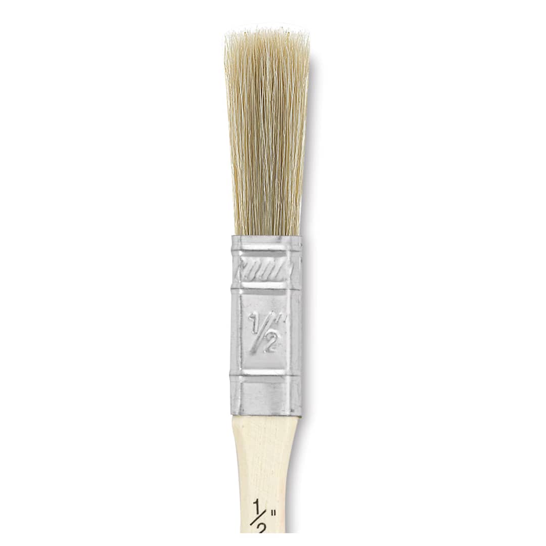 Open in modal - Blick Economy White Bristle Brush - Gesso, 1/2" close up