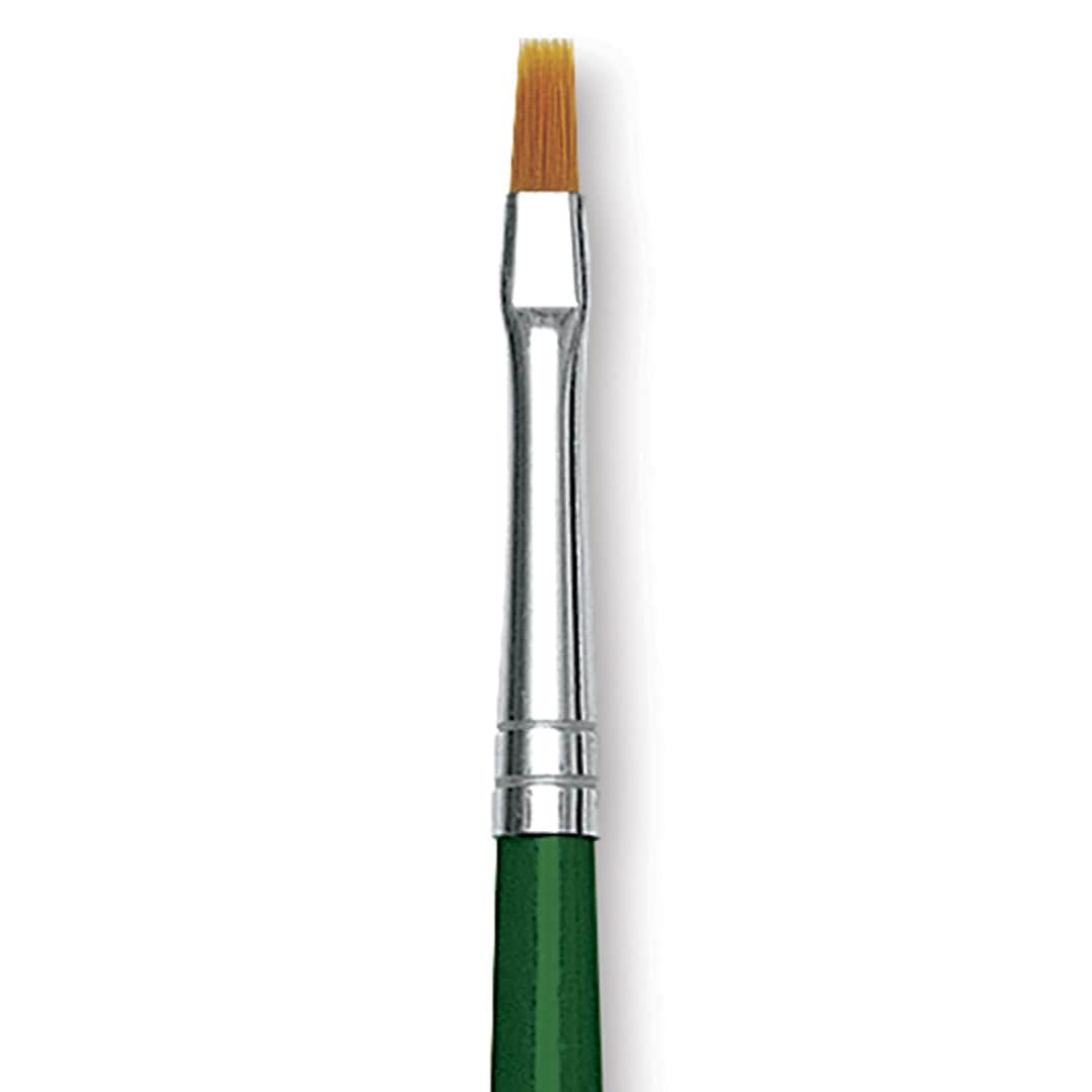 Open in modal - Blick Economy Golden Taklon Brush - Flat, Long Handle, Size 2 close up