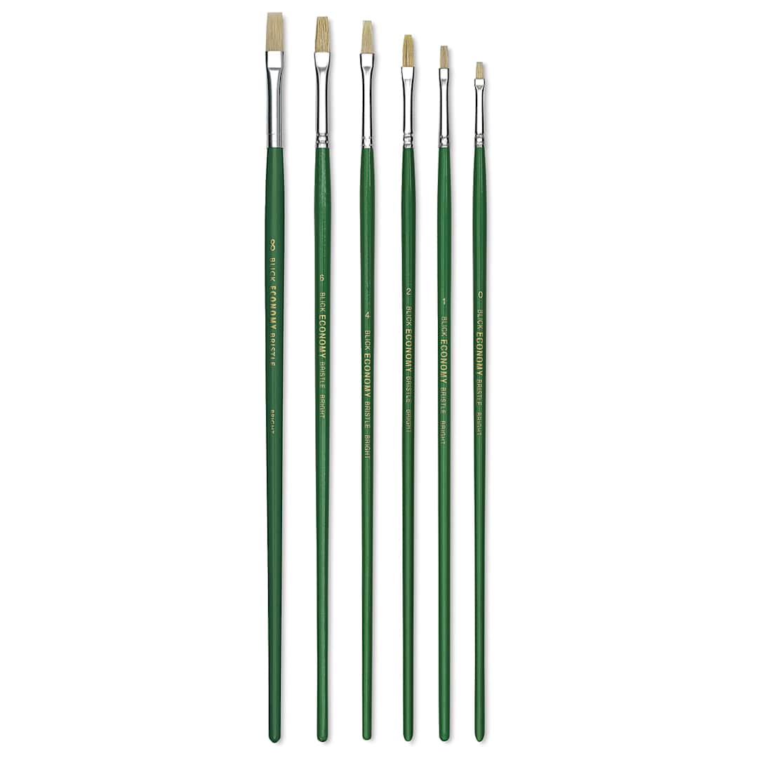 Open in modal - Blick Economy White Bristle Brush Set - Bright, Set of 6