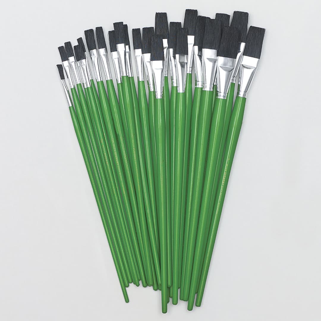Open in modal - Blick Economy Black Bristle Brushes - Easel Brushes, Classpack of 24