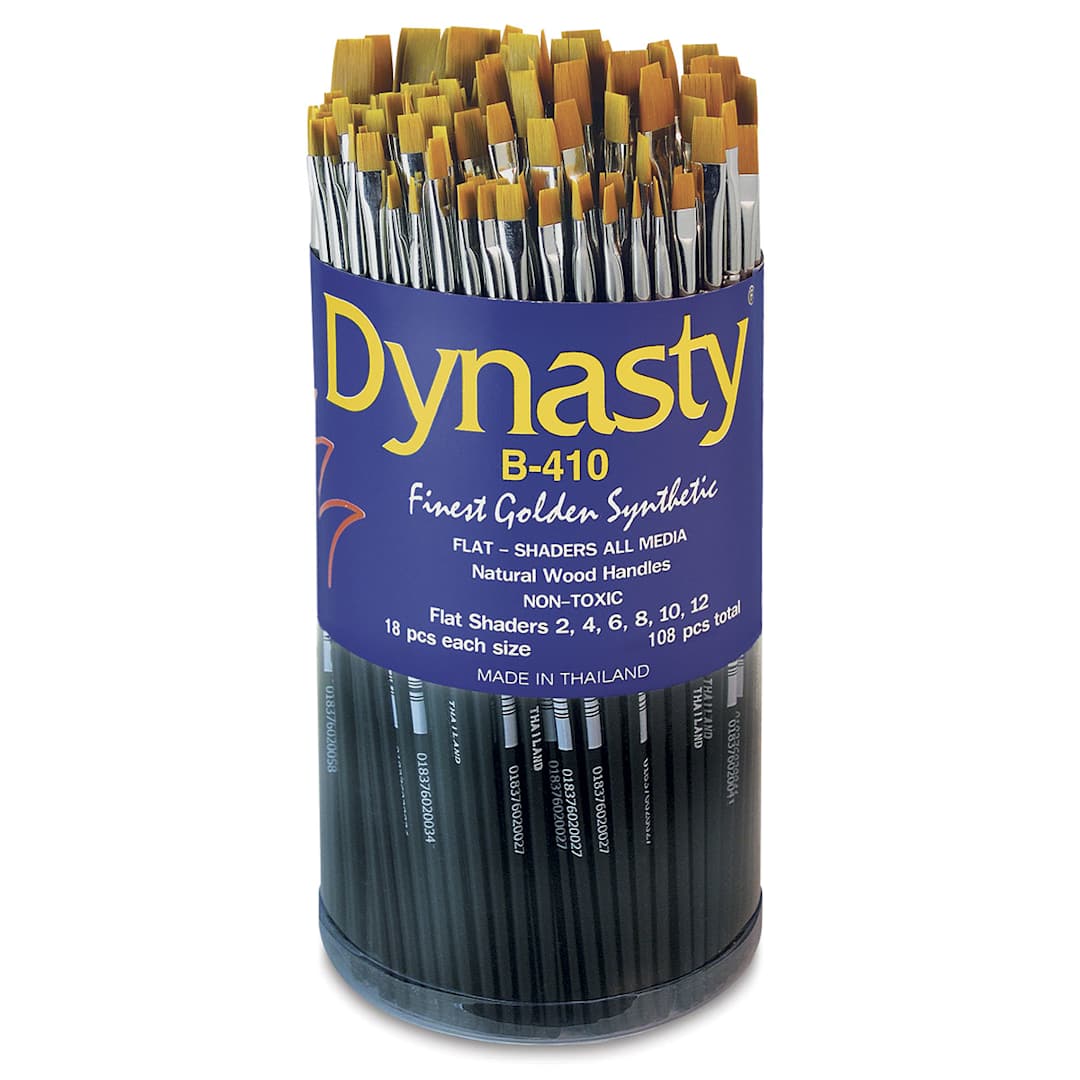 Open in modal - Dynasty Finest Golden Synthetic Brushes - Shader, Short Handle, Canister of 108