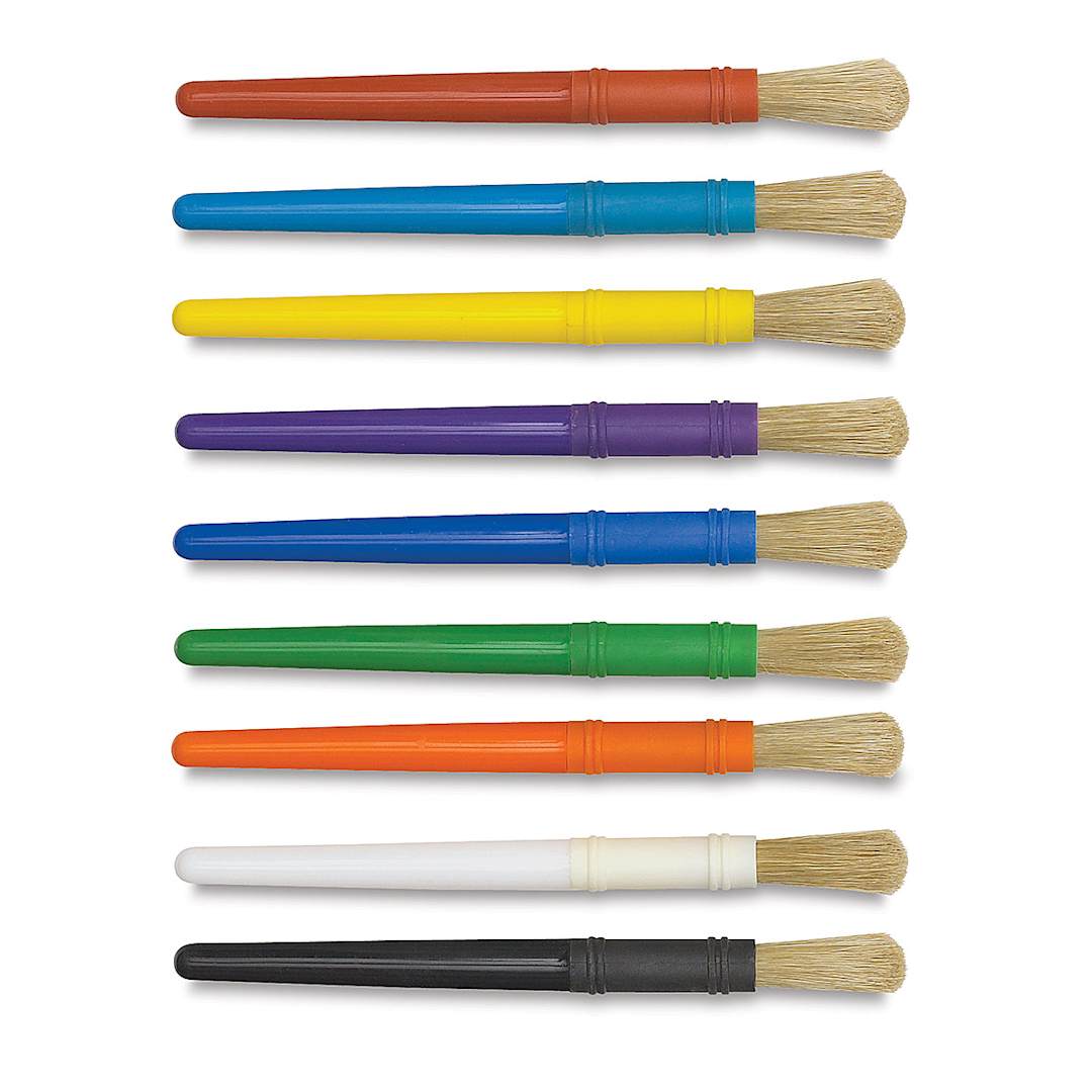 Open in modal - Chubby Brushes - Package of 10 all plastic brushes shown horizontally