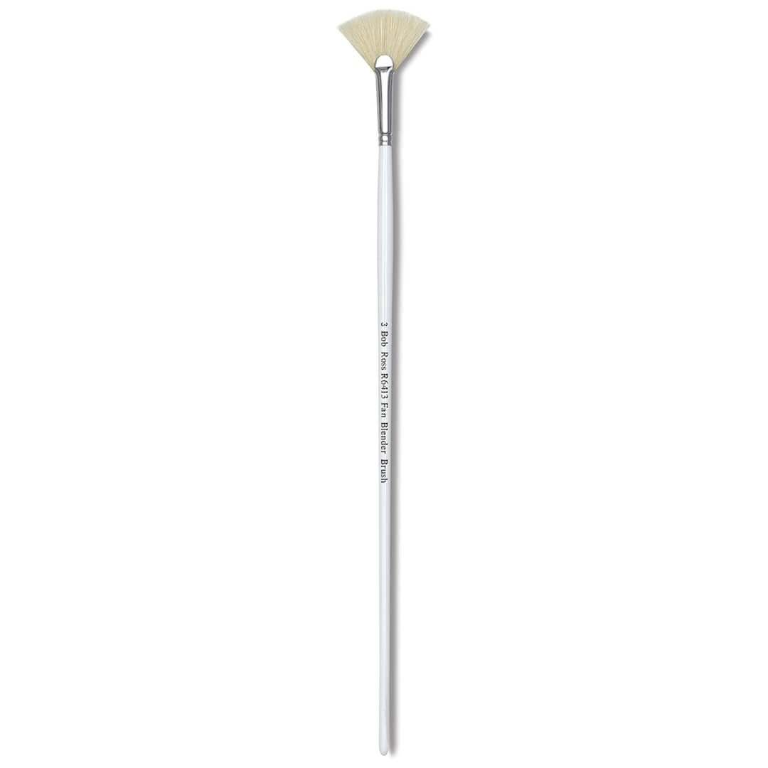 Open in modal - Bob Ross Hog Bristle Brush - Size 3 Fan Blender shown upright