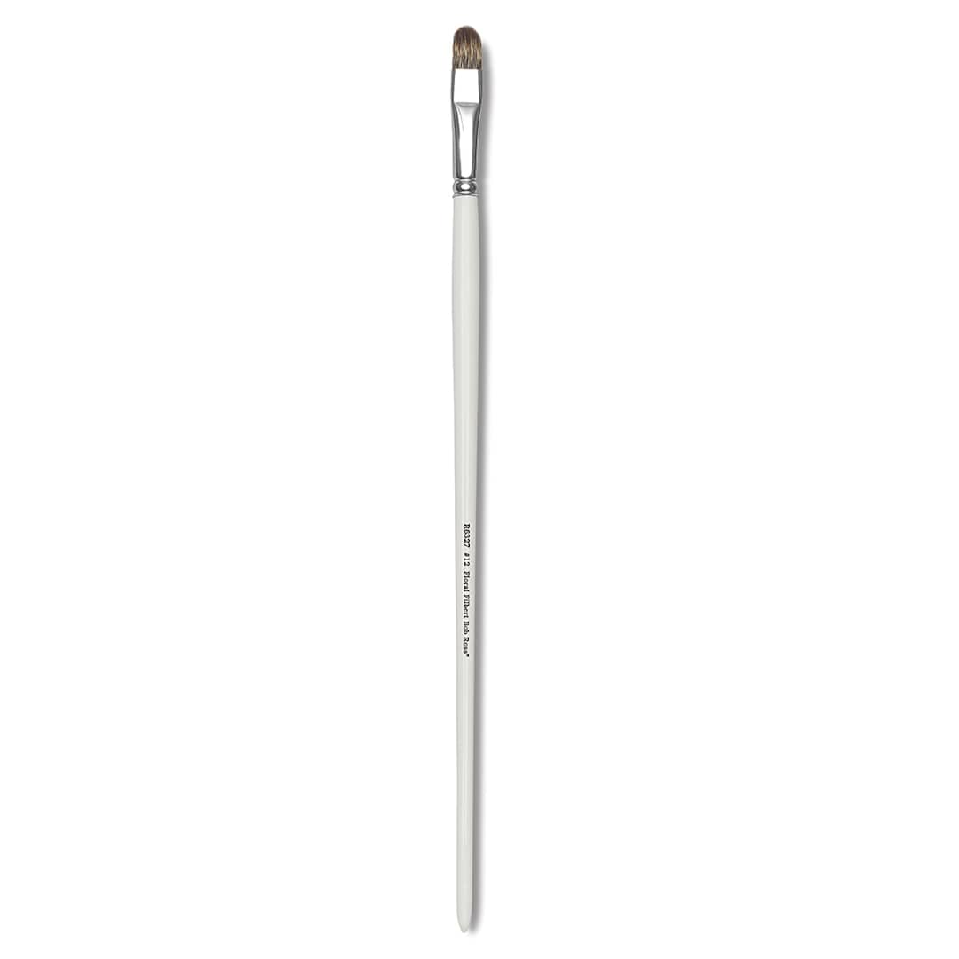 Open in modal - Bob Ross Synthetic Mongoose Brush - Floral Filbert Brush shown upright