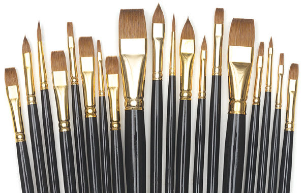 Open in modal - John Howard Sanden Brush Sets - 19 Pc Atelier Sable Set, assorted styles of brushes