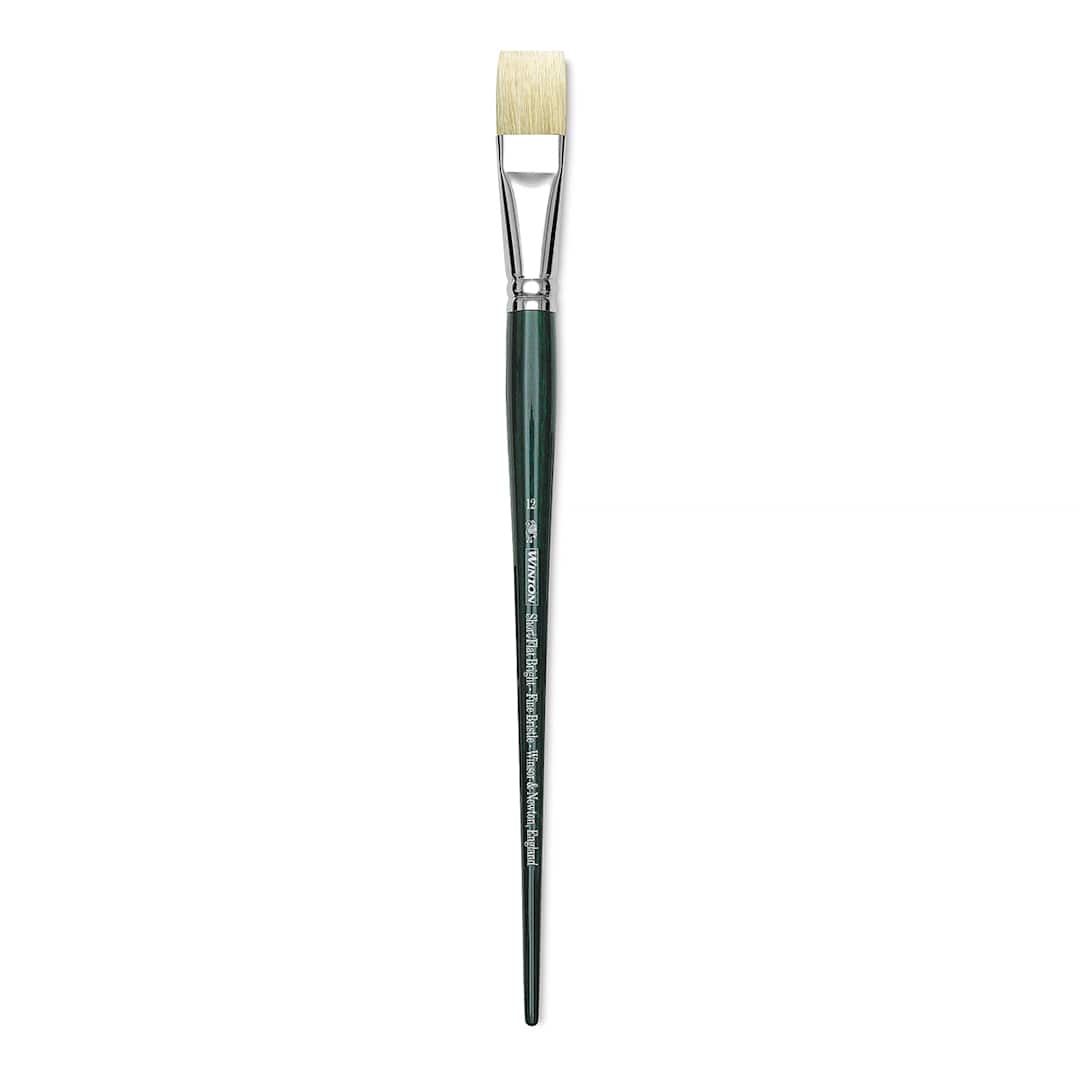 Open in modal - Winsor & Newton Winton Hog Bristle Brush - Bright, Long Handle, Size 12