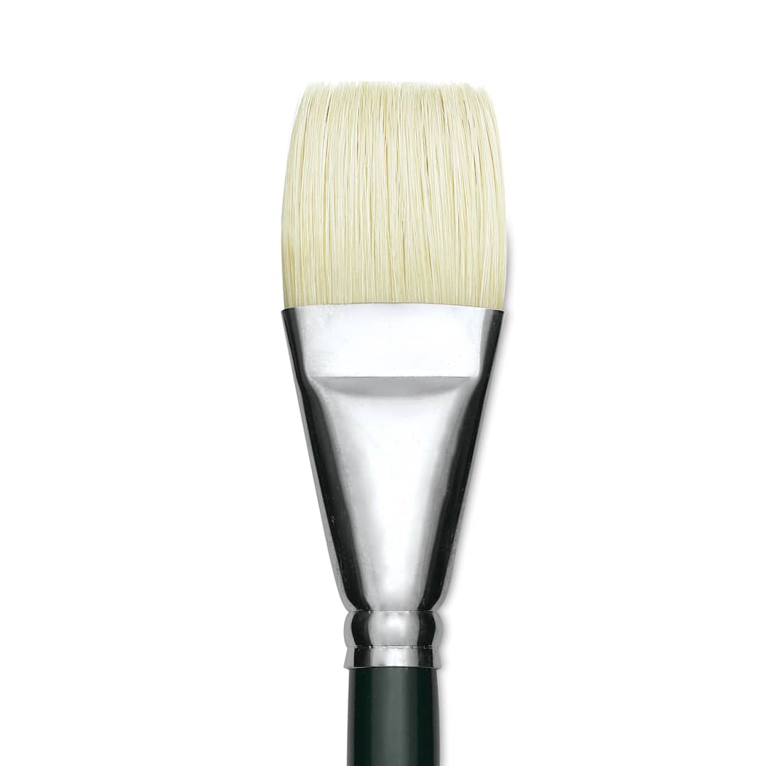 Open in modal - Winsor & Newton Winton Hog Bristle Brush - Bright, Long Handle, Size 18 (close-up)