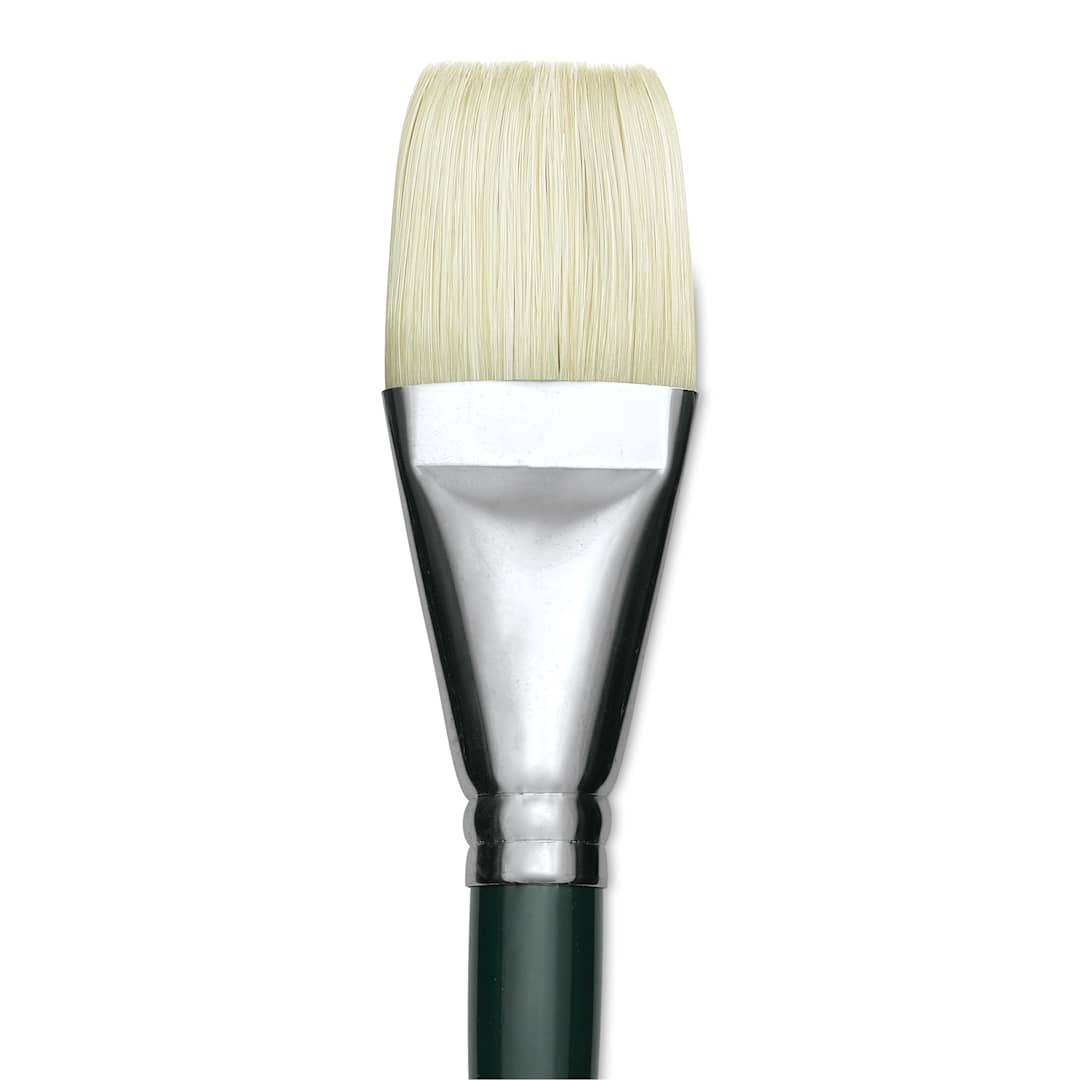 Open in modal - Winsor & Newton Winton Hog Bristle Brush - Bright, Long Handle, Size 20 (close-up)