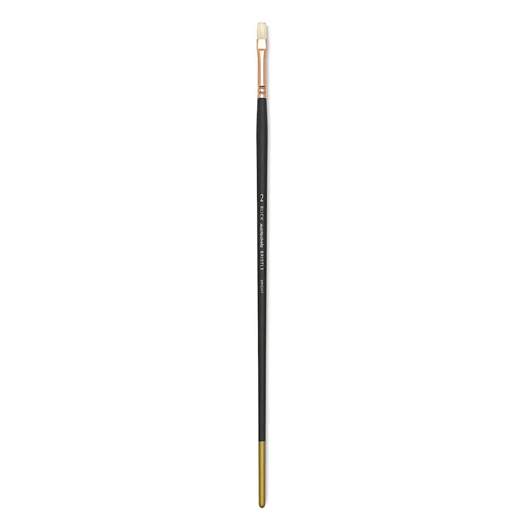 Open in modal - Winsor & Newton Winton Hog Bristle Brush - Flat, Long Handle, Size 2