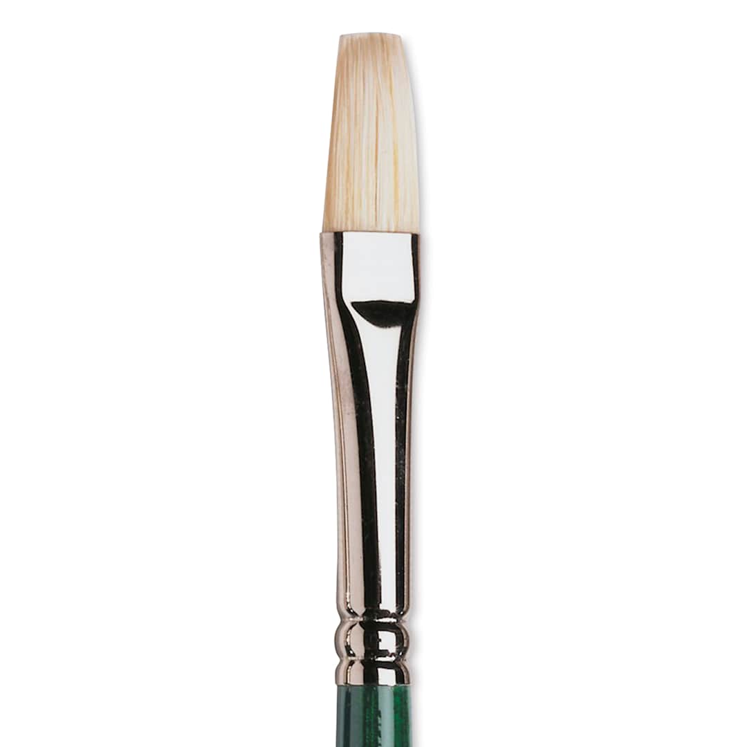 Open in modal - Winsor & Newton Winton Hog Bristle Brush - Flat, Long Handle, Size 6