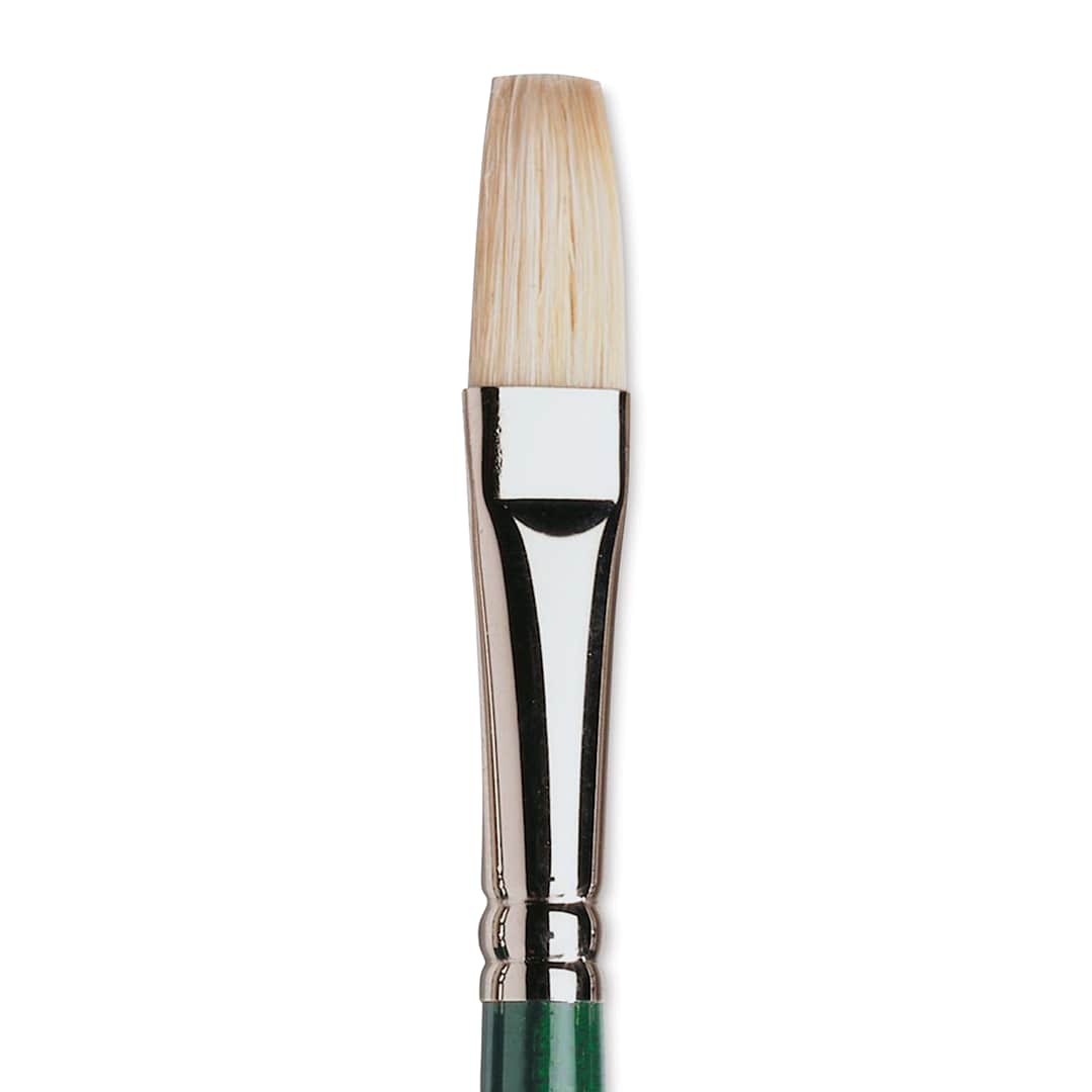 Open in modal - Winsor & Newton Winton Hog Bristle Brush - Flat, Long Handle, Size 8
