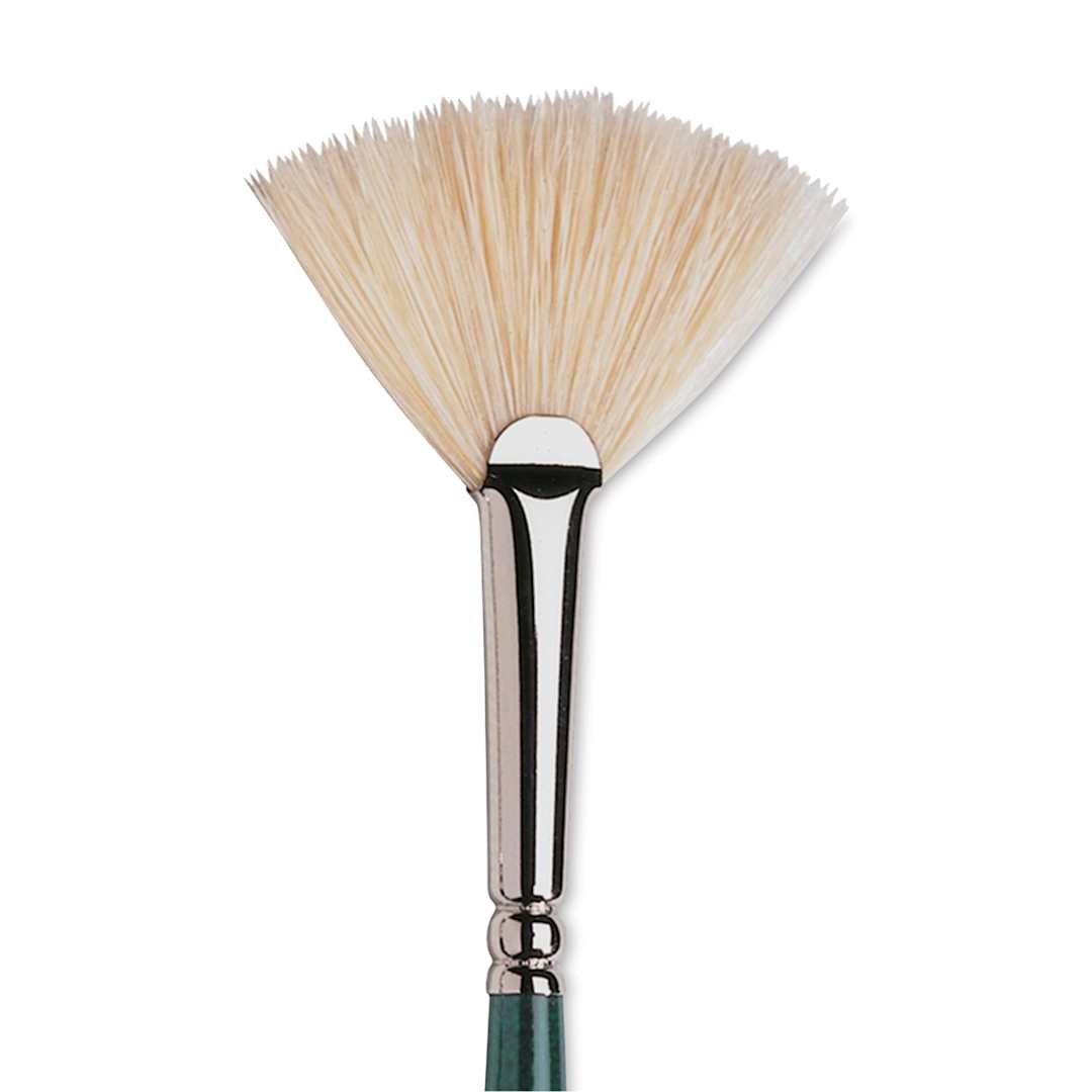 Open in modal - Winsor & Newton Winton Hog Bristle Brush - Fan, Long Handle, Size 1