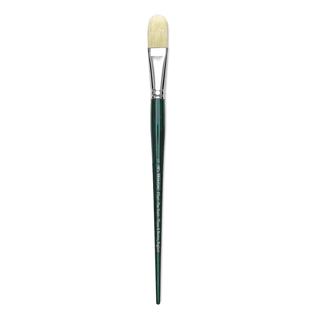 Open in modal - Winsor & Newton Winton Hog Bristle Brush - Filbert, Long Handle, Size 12